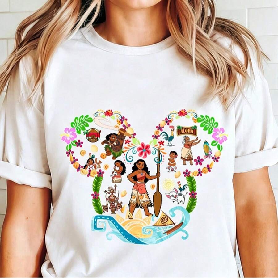 (Loose Version)Moana Shirt, Disney Moana Shirt, Moana Movie Shirt, Cool Moana Shirt, Moana Shirt Disney Vacation, Moana Family Tee, Minnie Ear - White - View 1