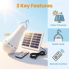 1PC 7W Removable Solar-Powered Hanging LED Bulb With Remote Control, Rechargeable Portable LED Light Suitable For Home Gardens, Patios, Chicken Coops, Camping, Power Outages, And More; Can Also Function As An SOS Signal Light. - Portable Solar Lights - View 6