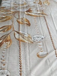 2pcs White & Gold Floral Pattern Curtains, Suitable For Bedroom, Office, Kitchen, Living Room And Study, Rod Pocket Design, For Home And Room Decor, Decorative Curtains, 2D Flat Print, Good Light Transmission, 90g/M² - Multicolor - View 9
