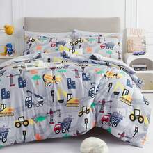 VIVILAND 6/8 Pieces Kids Bedding Comforter Sheet ,Ultral Soft Microfiber Kids Bed Set, Grey Bottom Excavator Comforter Sets For Girls/Boys Kids, Twin/Full Comforter Set For Girls/Boys - 灰底挖土機 - 查看 2