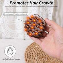 1/2pcsWooden Scalp Massager Comb For Promote Hair Growth, Natural Wooden Hair Brush Portable Handheld Head Gua Sha Brush Round Anti-Static Head Massage Tool For Men Women Spa - View 4