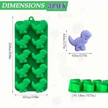 Paquete de 3 moldes de dinosaurio y chocolate. Lindos moldes de silicona de dinosaurios para hornear jabn, creyones de magdalenas, decoracin de pasteles - Verde - Ver 3