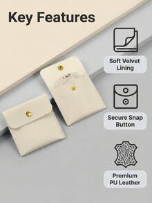 2pcs/10PCS/20PCS Jewelry Storage Bags, Leather Snap Button Jewelry Pouches, Flap Closure Jewelry Storage Bags Suitable For Earring Storage, Ring Storage, Necklace Storage, Earring Sorting, Small Accessory Storage, Multi-Purpose, Secure Closure, Anti-Drop, , Reusable, Daily Use, Portable, Compact, High-Value Storage, Luxury Texture - Multicolor - View 8