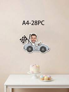客製化照片賽車貼紙，個性化賽車主題乙烯基貼花，適用於生日派對、賽車迷禮物、好禮袋和派對裝飾 - 彩色 - 查看 8