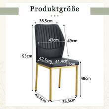 [Set Of 4] Stylish Dining Chairs In A Lightweight Luxury Style / Modern Dining Room Set / PU Backrest With Vertical Embossing + Metal Legs / Load Capacity 120 Kg, Easy To Assemble / Suitable For Dining Rooms Or Living Rooms In A Lightweight Luxury Design. - 黑+金 - 查看 4