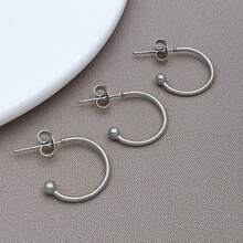 3pcs/Lot 19-28mm C-Shaped Stainless Steel Ear Hooks Earring Posts With Loop C Shape Ear Studs Earrings DIY Jewelry Making Accessories Supplies - Multicolor - View 19