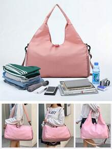 1pc New Large-Capacity Travel Bag/Yoga/Sports Bag With Wet And Dry Separation, Women's Sports And Fitness Training Bag, With Shoe Compartment, Short Trip Travel Luggage Bag, Large Capacity Travel Bag, Lightweight Travel Storage Bag. - Multicolor - View 2