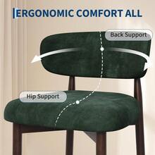WARMTOBABY Upholstered Bar Stools 26 Inch Counter Height With Curved Back And Wood Legs Modern Linen Fabric Kitchen Island Stools With Metal Footrest For Dining Room Bar - Dark Green - View 5