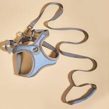 Set Harness Anti-Lepas Reflektif Warna Biru untuk Hewan Peliharaan dengan Tali Sepanjang 1,5m - Biru - View 3