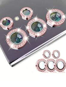 Juego de Protector de Lente de Diamante 9D, Película de Escudo de Anillo, Protector de Lente de Cámara de Vidrio Templado, Para Galaxy A17, S25FE, S25Edge, S24FE, S25Ultra, S25Plus, A16, A26, A36, A56, A55, A15, A35, A25, A05, A05S, A24, A34, A14, A54, S24Ultra, S24, S24Plus, S22Ultra, S23Ultra, S23Plus, S23, 16 Pro Max, 16, 16 Pro, 16 Plus, 15 Pro Max, 15, 14, 13, 12, 11 Pro - Rosa - Ver 48