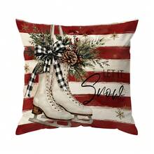 4pcs/1pc Red And White Striped Merry Christmas Theme Pattern Pillowcase Without Insert, Single-Sided Printed Pillowcase, Suitable For Living Room Bedroom Home Decor, All Seasons Pillowcase - Multicolor - View 11