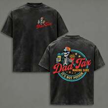 Camiseta divertida para hombre Impuesto al Papá Asegurándonos de que no sea veneno Camiseta vintage lavada. Celebra el humor de papá con esta camiseta divertida pero atrevida de estilo v - Negro - Ver 1