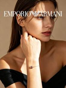 Armani Delicate Chain Bracelet With Black Crystal Barrel Pendant, Rose Gold Plated, Minimalist Women's Everyday Wrist Accessory, Gift - Rose Gold - View 5