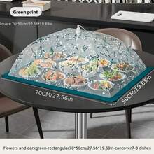 1 buah Jaring Penutup Makanan Lipat, Pelindung Makanan Motif Bunga Hijau, Tersedia dalam Ukuran 70x50/70x70/80cm, Mencegah Lalat dan Serangga Masuk Saat Barbecue & Makan Malam Keluarga - MultiWarna - View 3