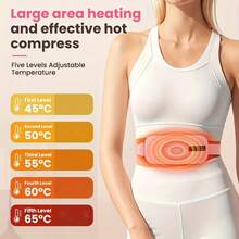 SOKANY Warm Uterus & Waist Heating Pad, Menstrual Heating Pad, 5 Temperature Levels + 4 Vibration Modes, 2-In-1 Heating & Massage, Auto Shut-Off, Type-C Charging (1800mAh Lithium Battery), Suitable For Home/Office/Sleep - Pink - View 4