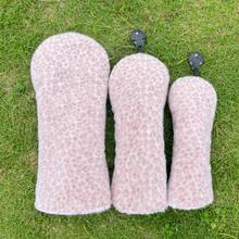 1PC Light Pink Plush Leopard Print Golf Head Covers, Fits Driver, Fairway Wood And Hybrid Clubs, Universal Design For Men & Women Golfers, Durable & Stylish Golf Club Protective Covers - Multicolor - View 3