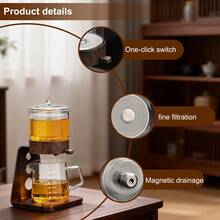 LEOAMO Magic Teapot Pressure Control Double-Wall Glass Tea Set – 10oz (300ml) Brewing Pot + 10oz Cup, Semi-Auto Magnetic Drip, Wooden Base, Heat-Resistant Glass, For Loose Leaf/Flower Tea, Tea Separator Coffeemaker - Rust Brown - View 6