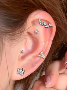 1 chiếc khuyên môi Snowflower G23 bằng titan nguyên chất 16G ren trong, đính đá CZ/Opal dáng marquise, khuyên tai helix, tragus, sụn, trang sức xỏ khuyên cơ thể - Như thể hiện trong hình ảnh - Xem 5