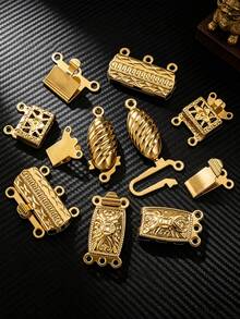 Conjunto de 10 peças de fechos e conectores de aço inoxidável 304 para confecção de colares e pulseiras DIY - fivela - Ver 6