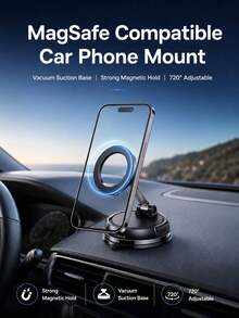 MagSafe Compatible Car Phone Mount, Vacuum Suction Cup Magnetic Phone Holder, 720° Adjustable Foldable Stand For Dashboard, Windshield & Console,Daily Commutes & Road Trips - A - View 10