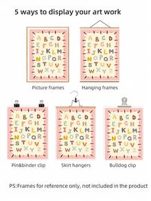 1pc Frameless Cute ABC Alphabet Kids Wall Art Print, Montessori Educational Poster For Nursery Playroom, Back To School, Funky Posters, Bedroom Dorm Decor, Vintage Room Essentials - Cartoon - View 6
