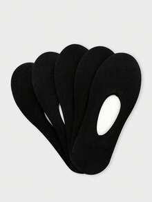 5 Pairs Women's Black Invisible Socks, High Elasticity, Thin Mesh, Silicone Anti-Slip, Glossy - Multicolor - View 2