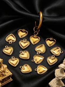 20pcs Stainless Steel 18K Gold Plated Pendants: Red Heart Shaped Pendant, Earrings, Bracelet And Necklace - DIY Jewelry Making Supplies - Pendants - View 4