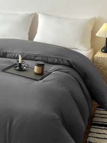 1pc Solid Color Single Duvet Cover Bedding, Soft & Comfortable, Skin-Friendly Fabric, Delicate Touch, Combines Comfort & Aesthetics, Cares For Sleep, Skin-Friendly Craftsmanship, Suitable For Dorm Students, Home Bedroom Bedspread, Guest Room Use, All Seasons, Zipper Closure, Multiple Colors, Soft & Durable, Large Size Bedding - Dark Grey - View 5