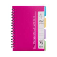 A5/A4 Spiral Notebook With 96 Pages And 4 Divider Pages, Colorful Inner Pages, Suitable For Students And Office Use, Available In Blue, Green, Black And Pink. - Khaki - View 7