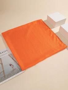 1pc Soft Lightweight Solid Color Long Scarf - Orange - View 3