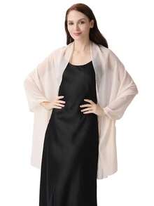 Women's Soft Solid Color Sheer Shawl Prom Party Dress Accessory Chiffon Wrap - Champagne - View 4