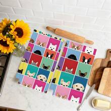 2pcs Cartoon Colorful Plaid Dog Pattern Kitchen Towels, Rectangular Microfiber Kitchen Towels, Dishcloths, Scouring Pads, Hand Towels, Cooking Baking Tea Towels, Kitchen Decor, Housewarming Gift, Birthday Gift, Bathroom Cleaning Wipes, Decorative Towels - Multicolor - View 7