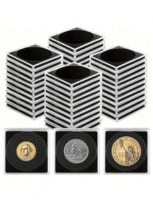 1/3/5/10/20/30/50pcs Coin Collection Box Set - Transparent Coin Capsules, Round Plastic Coin Boxes, Coin Collection Storage Box Supplies, Commemorative Coin Protection Boxes, Mother's Day, Transparent Round Plastic Coin Boxes With Storage Box, Adjustable Coin Protection Boxes, Commemorative Coin Protection Boxes, Collectible Coins, Round Boxes - Multicolor - View 3
