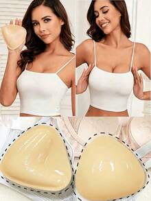 2pcs Double-Sided Adhesive Breast Pads, Lift And Support Chest, Suitable For Swimwear And Bikini, Reusable, Invisible And Seamless - Multicolor - View 3