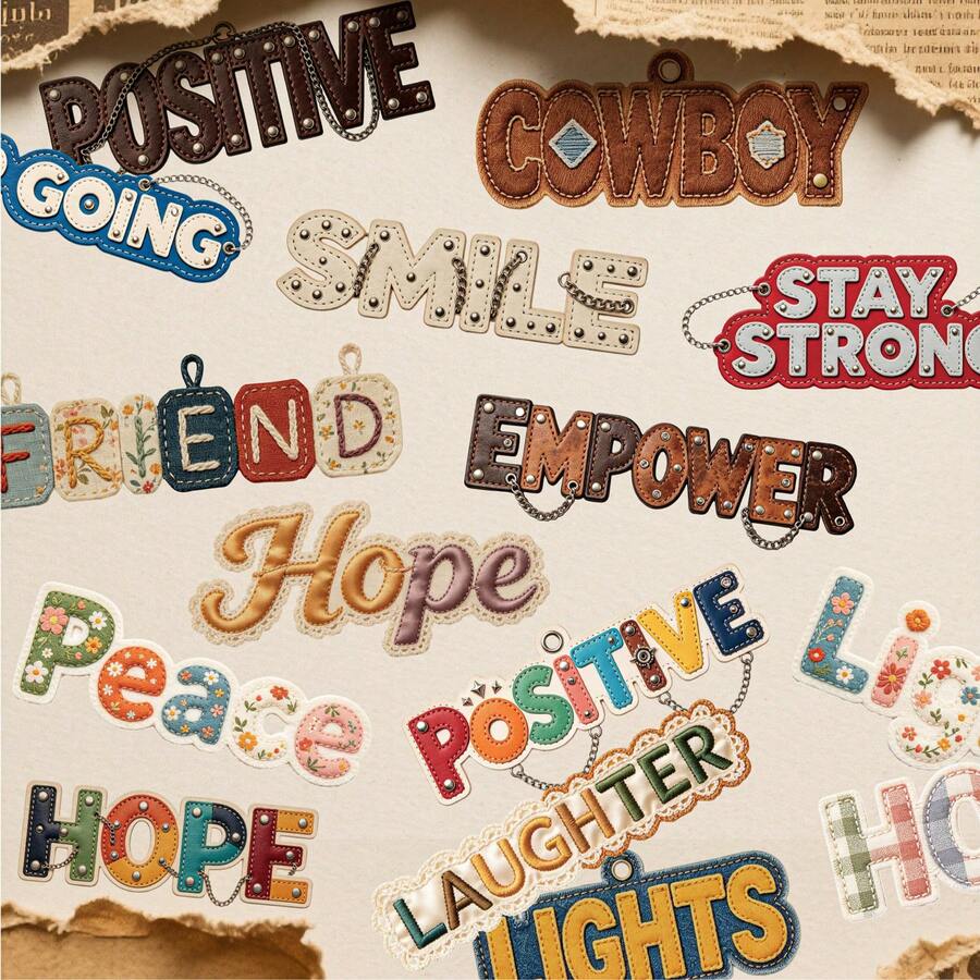 10 Sheets/Bag Sticker Pack, Weaving Words Series English Letter Theme Stickers, Scrapbook Supplies Notebook Accessories, For Decorating Cards, Photo Frames, Computers, Phone Cases, Water Bottles, Junk Journals, Pencil Cases, Suitcases, Desktop Decoration Stickers - Sticker - View 1