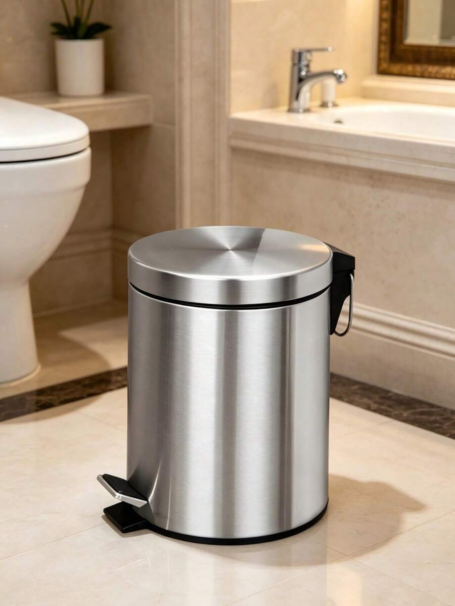 家居裝飾 8L/5L 圓形金屬踏板垃圾桶,廚房、浴室、居家使用垃圾桶,附可拆卸內桶,房間裝飾,廚房配件,浴室配件,秋季家居裝飾,返校清潔用品 - 彩色 - 查看 1