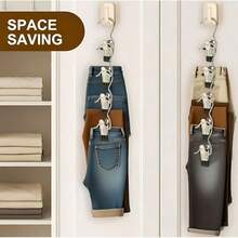 16 robuste und langlebige Kleiderbügel für Ihren Kleiderschrank. Diese Metallhaken dienen zum Aufhängen von Hosen, Stiefeln, Hüten, Leggings, Jeans, Schuhen und vielem mehr. - Silber - Übersicht 3