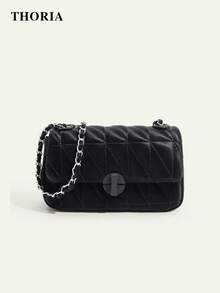 2026 New Green Diamond Quilted Chain Shoulder Bag, Mini Cute Crossbody Bag, Small Square Bag, Underarm Bag, Business Women Casual Fashion Commuter Bag, Suitable For Work, Shopping, Dating, Travel, Vacation, Students, Women Daily Use - Black - View 2