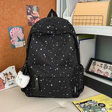 1pc Star Print Fashion Backpack With Pendant, Unisex Back To School Gift, Stylish Star Student School Bag, Large Capacity Portable Women's Backpack, Suitable For Primary, Middle, High School And College Students, Laptop Bag, High Quality Women's Bag, Great Holiday Gift And Travel Essential, Can Hold Summer Clothes - Multicolor - View 14