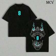 Camiseta Lavada de Gran Valor Kaiju No.8, Camiseta Oversize Lavada – Camiseta de Manga de Algodón Grueso para Fanáticos de Kaiju, Regalo Ideal para Fanáticos SD0081, Conjuntos de Verano para - Rojo - Ver 1