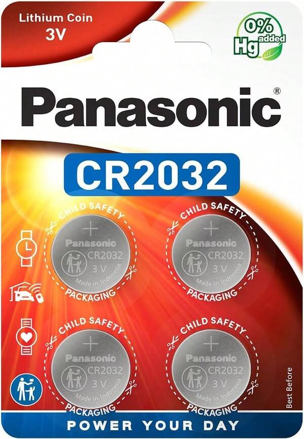  Panasonic – Lot de 4 piles bouton CR2032 3V