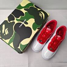 A BATHING APE Bape 休閒滑板鞋 拼色星星 Logo 亮面休閒鞋 白色紅色雙星 男女款鞋 - 白紅雙星 - 查看 8
