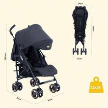Dog Buggy, Small, Foldable With Reclining Function, Foldable Travel Buggy Up To 22kg, Including Sun Canopy, Rain Cover And Cup Holder - 黑色 - 查看 3