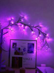 1PC 48 LED Artificial Willow Elm Tree Light, 1.7m Size, USB Powered. These Decorative Fairy String Lights Are Designed For Outdoor Use, Perfect For Gardens, Patios, Yards And Christmas Parties, Wall Bedroom Home Fireplace Indoor Decor, USB Powered Halloween Hanging Lights. Batteries For Branch Lights Are Not Included. - Brown - View 12