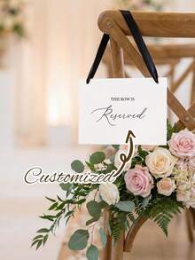 Custom Wedding Reserved Seat Paper Cards, Personalized Wedding Reserved Signs, Custom Seat Reservation Cards With Ribbon, Party Supplies, Wedding Decor, Graduation Ceremony Decor, Or Wedding Seating Chart And Chair Decor, Memorial Plaques For Deceased Loved Ones, Suitable For Parties, Celebrations And Various Occasions - Multicolor - View 4