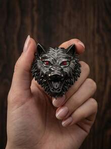 1pc Vintage Metal Wolf Head Brooch For Men, Personalized Animal Shaped Lapel Pin, Fashion Clothing Accessory, Cool Style - Black - View 11