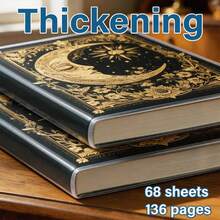 1pc/2pcs A5 136 Pages PP Cover Notebook - Sun & Moon, European Gothic Vintage Mysterious Galaxy Style, Lined Notebook, Fashion Notebook, Writing Practice Book, Travel Journal, Office Supplies, Stationery, Creative Gift For Women, Premium Gift, Back To School Essentials - A5 - View 6
