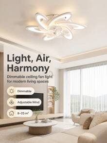 Flush Mount Ceiling Fan With LED Light, 3 Color Dimmable Low Profile Fan Ceiling Lamp, Quiet Adjustable Speed Non-Glaring Light For Bedroom, Living Room, Study - one-size - View 4