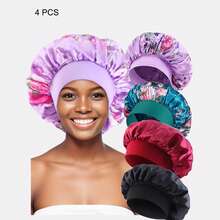 12 Stücke Damen Schlafhaube/Haarturban mit 30cm Durchmesser, mehrfarbig, aus Satin mit breitem Rand, geeignet für den täglichen Gebrauch - Verschiedenfarbig - Übersicht 24