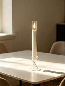 1pc Best-Selling Proposal Home LED Electronic Candle Light With Tall Stem Candle Holder, Romantic Candlelight Western Dining Table Decor Lamp, Suitable For Multi-Scene Arrangement And Display - Candlestick Wax - View 8